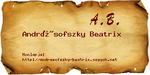 Andrásofszky Beatrix névjegykártya